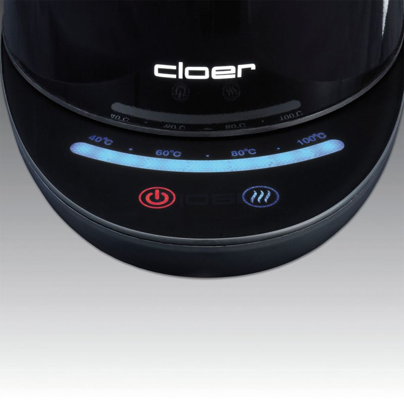 Bình siêu tốc Cloer 4950 màn hình cảm ứng sáng cho biết bình đang hoạt động