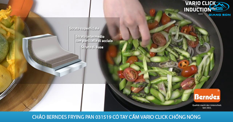 Chảo Berndes Frying Pan 031519 có tay cầm Vario click chống nóng